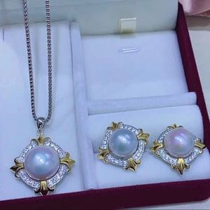 Culture Pearl earrings and pendant set in S925